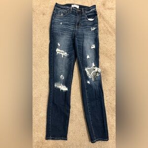 BKE Dark Blue Distressed Skinny Jeans